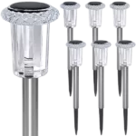Solar Pathway Lights Waterproof Garden Solar Outdoor Lights 12 Pack Stainless Steel Yard Lights Driveway Lights for Patio, Lawn, Yard, Walkway and Landscape