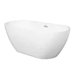67 in. Acrylic Freestanding Flat bottom Single Slipper Soaking Bathtub in Glossy White