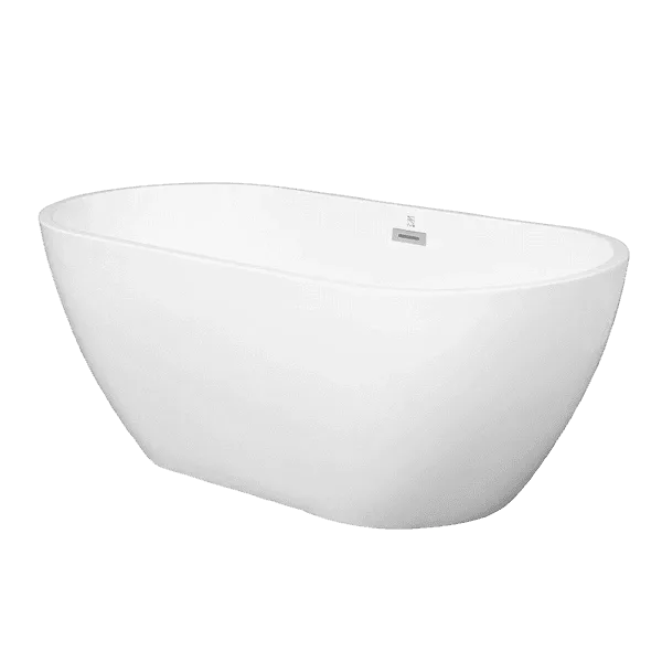 67 in. Acrylic Freestanding Flat bottom Single Slipper Soaking Bathtub in Glossy White
