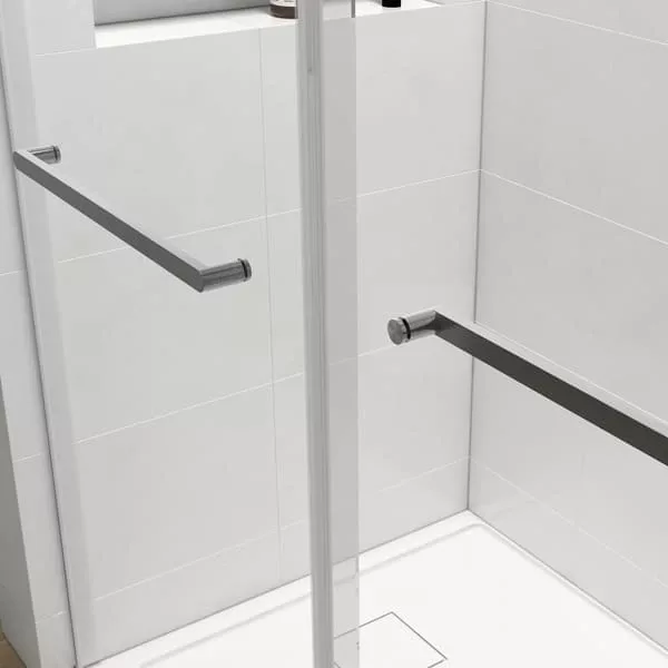 60 in. W x 76 in. H Double Sliding Frameless Shower Door in Brushed Nickel with Soft-closing