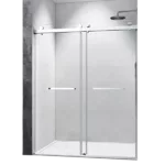 60*76" Double Sliding Frameless Shower Door Brushed Nickel Without Buffer
