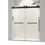 60*76" Double Sliding Frameless Shower Door Matte Black With Buffer