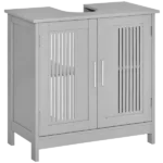 kleankin Modern Under Sink Cabinet with 2 Doors, Pedestal Under Sink Bathroom Cupboard, Bathroom Vanity Cabinet with Adjustable Shelves, Gray