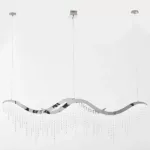 36.2" 1-Light Elegant Wave Design Crystal Hanging Ceiling Light, Pendant Light Fixture Chrome Plus Transparent For Indoor