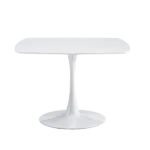 42.1"WHITE Table Mid-century Dining Table for 4-6 people With Round Mdf Table Top, Pedestal Dining Table, End Table Leisure Coffee Table