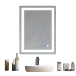 32 in. W x 24 in. H Large Rectangular Frameless Anti-Fog LED Light Dimmable Wall Bathroom Vanity Mirror in Silver