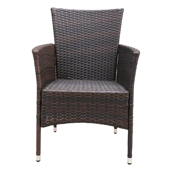 2-Piece Elegant Arms Wicker Outdoor Chair in Brown