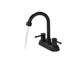 2-Handle High Arc Bathroom Faucet with Copper Pop-Up Drain in Matte Black