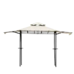 Steel Double Tiered Backyard Patio BBQ Grill Gazebo with Bar Counters in Beige Color