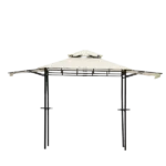 Steel Double Tiered Backyard Patio BBQ Grill Gazebo with Bar Counters in Beige Color
