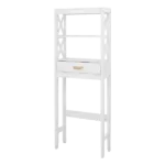 7.87 in. W x 23.62 in. D x 64.76 in. H White MDF Freestanding Bath Linen Cabinet with 1-Drawer and 2-Shelves in White