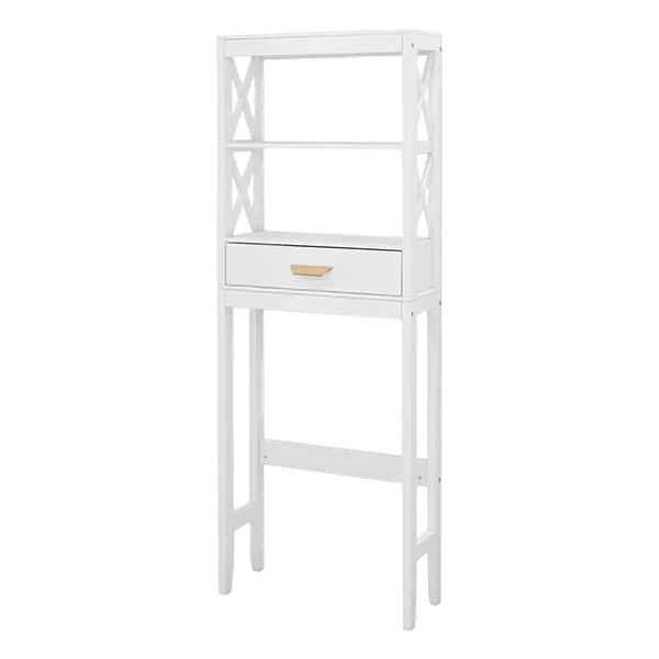 7.87 in. W x 23.62 in. D x 64.76 in. H White MDF Freestanding Bath Linen Cabinet with 1-Drawer and 2-Shelves in White