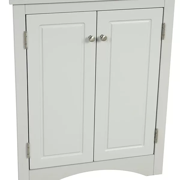 Bathroom Corner Storage Adjustable Shelf Modern Style MDF Board in Gray With Moisture Resistance