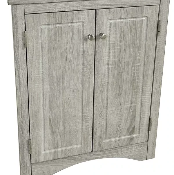 17 x 32 inch Triangle Bathroom Storage Cabinet with Adjustable Shelves, Freestanding Floor Cabinet