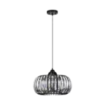 1-Light Modern Oblate Black Crystal Chandelier with Crystal Shade Adjustable Color Temperature, Dimmable For Indoor