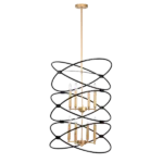 8-Light 23.6 in. W Dimmable 2-Tier-Candle Ceiling Light Transitional Gold and Matte Black Metal Chandelier Fixture For Indoor