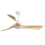 52 in. LED Light Indoor White and Oak Ceiling Fan With 6 Speed Remote Energy-Saving DC Motor