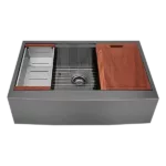 30 in. L x 21 in. W Modern Black Apron Kitchen Sink with Accessories