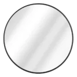 34” W Round Wall Mirror for Bathroom in Black Metal Frame