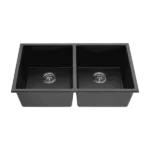 32 in. Undermount Double Bowl Black Kitchen Sink