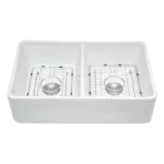 32 in Double Bowl Farmhouse Kitchen Sink in White Color