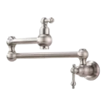 Pot Filler Faucet Wall Mount with Double Joint Swing Arms in Brushed Nickel