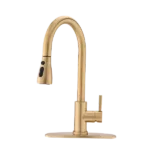 Pull Down Single Handle Kitchen Faucet in Brushed Gold