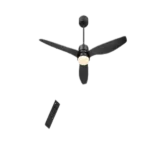 52 in. W Matte Black and Cherry Wood Finishes Surface Mount Ceiling Fan with Light & Remote Control