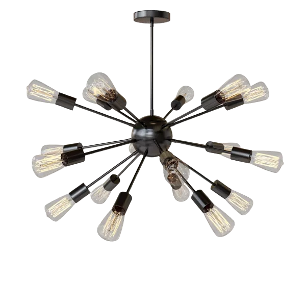 18-Light Matte Black Sputnik Sphere Chandelier For Indoor
