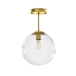 1-Light Brass Globe Ceiling Pendant Light with Clear Glass Shade