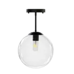Globe Semi Flush Mount Ceiling Light: Clear Glass, Matte Black Finish – Minimalist Lighting for Indoor