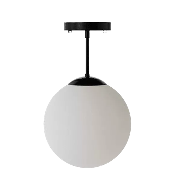 60-Watt Integrated LED Black Globe Ceiling Pendant Light with Milky White Glass Shade For Indoor