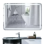 28" W x 36" H Frameless Rectangular Anti-Fog Wall Mounted Bathroom Vanity Mirror in Silver