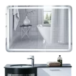 28" W x 36" H Frameless Rectangular Anti-Fog Wall Mounted Bathroom Vanity Mirror in Silver