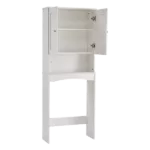 Matte White Bathroom Storage Cabinet Organizer Bathroom Shelf Over-The-Toilet with 3 Shelves and 2 Doors