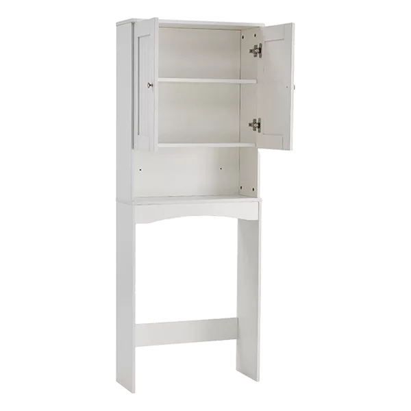 Matte White Bathroom Storage Cabinet Organizer Bathroom Shelf Over-The-Toilet with 3 Shelves and 2 Doors