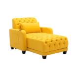 Modern Yellow Fabric Leisure Sofa Couch of Wooden Frame and Legs with Pillow for Living Room & Guest Room