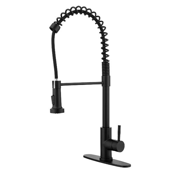 Deck Mount Matte Black Kitchen faucet with single handle