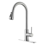 Brushed Nickel Kitchen Faucet in With Single Handle and Swivel Spout