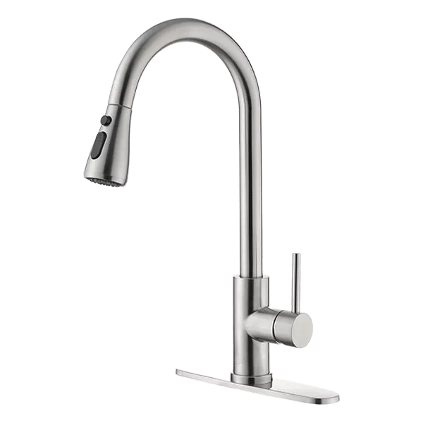 Brushed Nickel Kitchen Faucet in With Single Handle and Swivel Spout