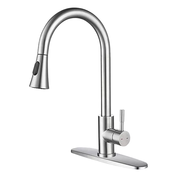 Single Handle Brushed Nickel Kitchen Faucet with swivel Spout