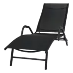Steel Lounge Chair in Black With Foldable Design and Adjustable Backrest