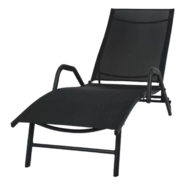 Steel Lounge Chair in Black With Foldable Design and Adjustable Backrest