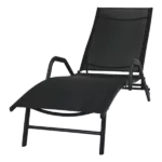 Steel Lounge Chair in Black With Foldable Design and Adjustable Backrest