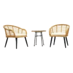 3-Piece Steel Outdoor Patio Seating Set in Beige+Yellow
