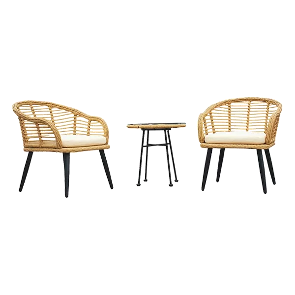 3-Piece Steel Outdoor Patio Seating Set in Beige+Yellow
