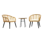 3-Piece Steel Outdoor Patio Seating Set in Beige+Yellow