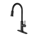 Pull Out Touch Single Handle Deck Mount Matte Black Kitchen Faucet With Swivel Spout