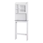 23.22 in. W x 68.11 in. H x 7.5 in. D White Over-the-Toilet Storage with Clear Door in White