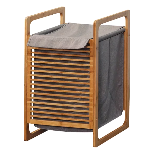 Modern Bathroom Bamboo Laundry Basket, Functional Home Decor Storage Organization in Natural